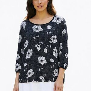 JTB  Black and Gray Floral Tunic
